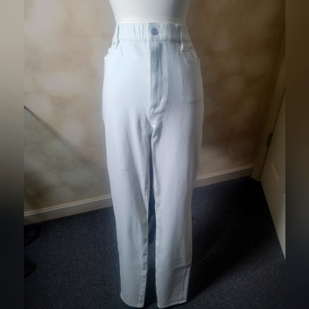 "Lands' End" White High Rise Skinny Jeans